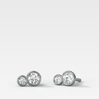 Dual Bezel Set Round Diamond Stud Earrings