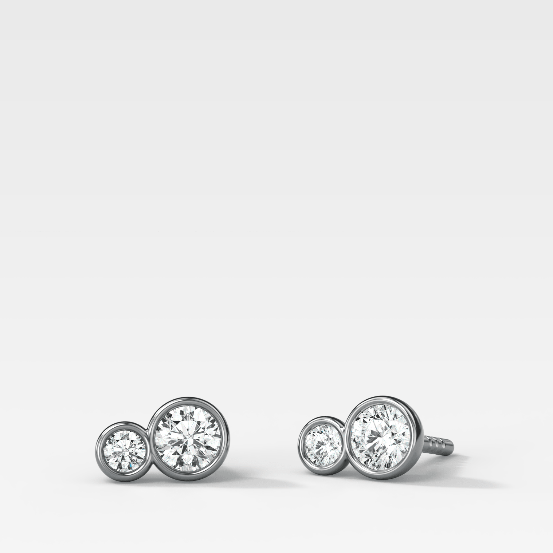 Dual Bezel Set Round Diamond Stud Earrings