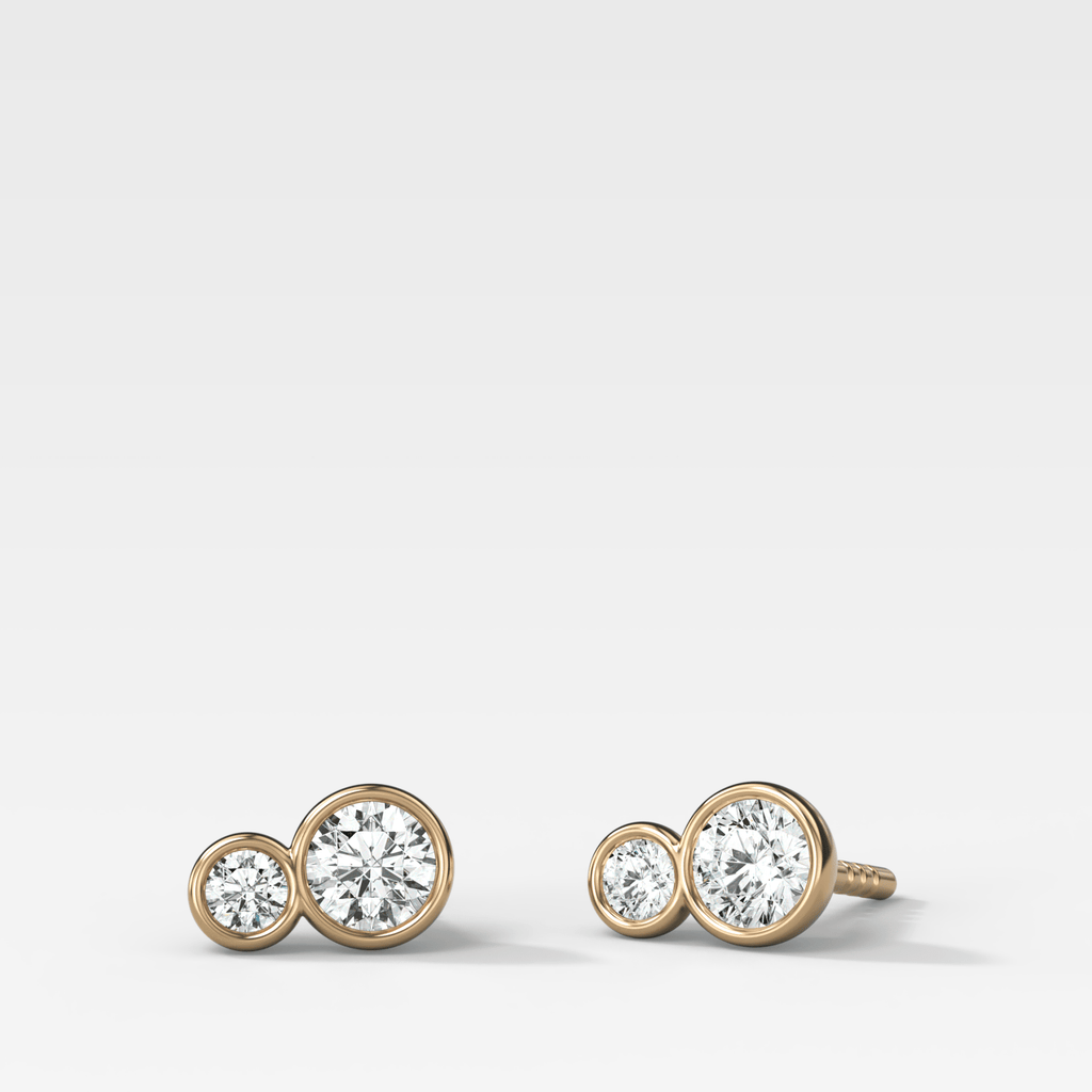 Dual Bezel Set Round Diamond Stud Earrings