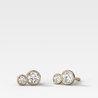 Dual Bezel Set Round Diamond Stud Earrings