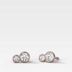 Dual Bezel Set Round Diamond Stud Earrings