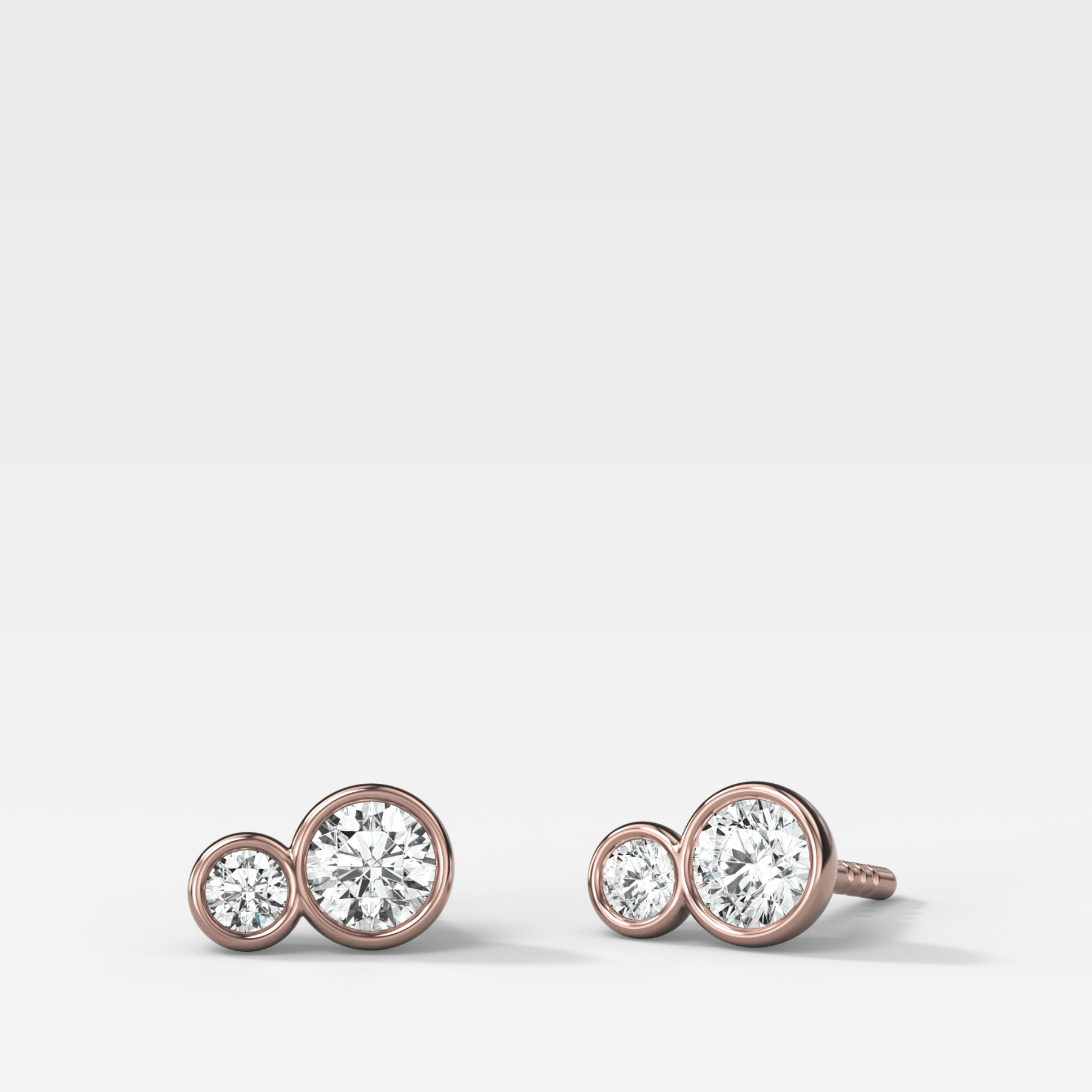 Dual Bezel Set Round Diamond Stud Earrings