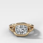 Dual Lasso Engagement Ring with East West Cushion Cut Diamond