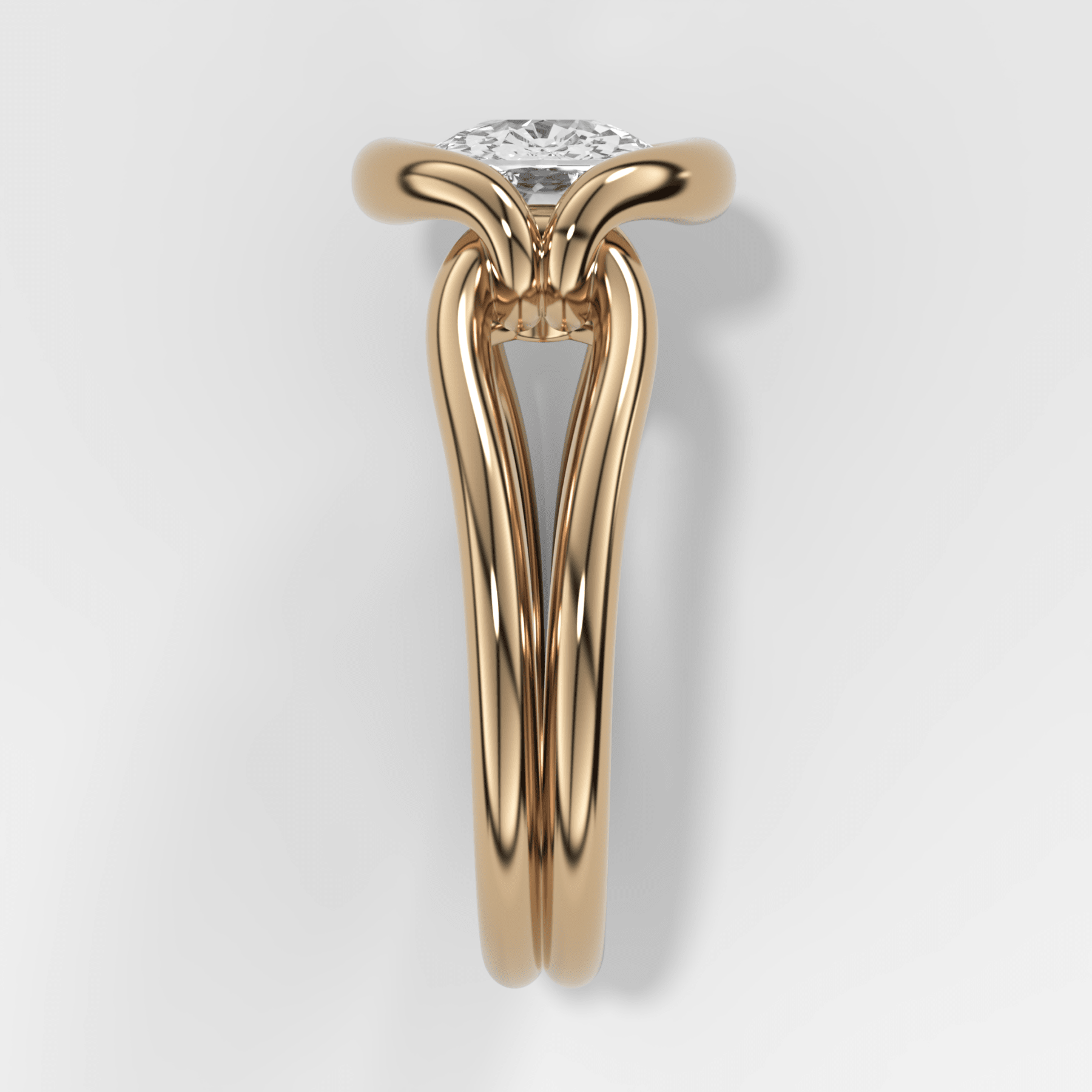 Dual Lasso Engagement Ring with East West Cushion Cut Diamond