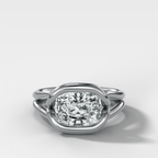 Dual Lasso Engagement Ring with East West Cushion Cut Diamond