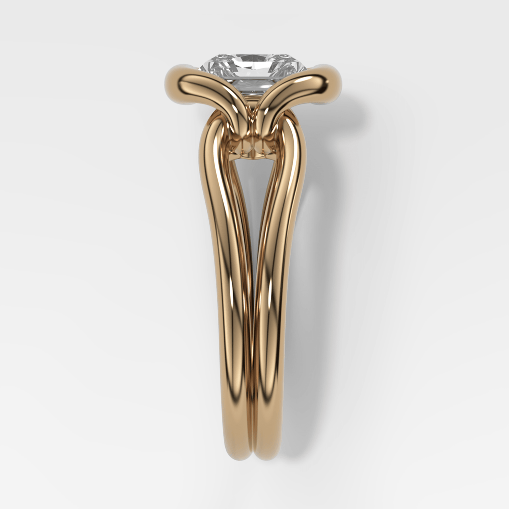 Dual Lasso Engagement Ring with East West Elongated Radiant Cut Diamond