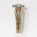 Dual Lasso Engagement Ring with East West Elongated Radiant Cut Diamond