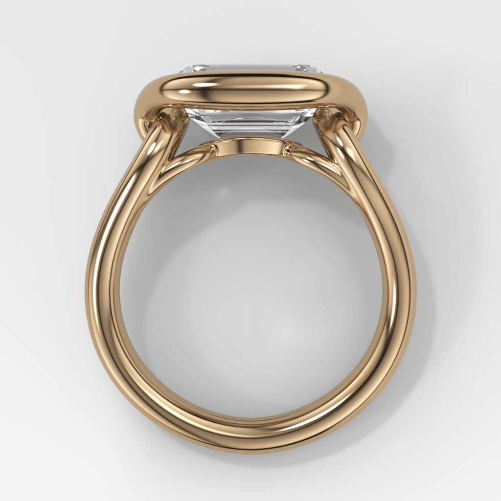 Dual Lasso Engagement Ring with East West Emerald Cut Diamond