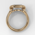 Dual Lasso Engagement Ring with East West Emerald Cut Diamond