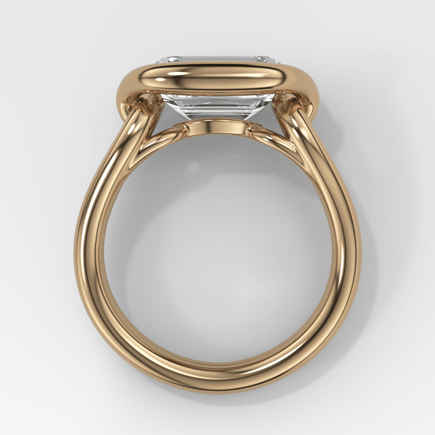 Dual Lasso Engagement Ring with East West Emerald Cut Diamond