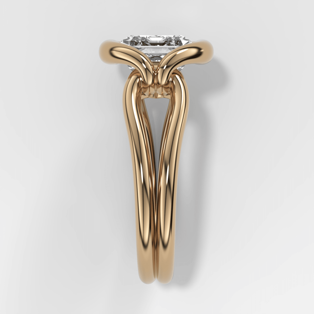 Dual Lasso Engagement Ring with East West Emerald Cut Diamond