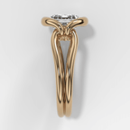 Dual Lasso Engagement Ring with East West Emerald Cut Diamond