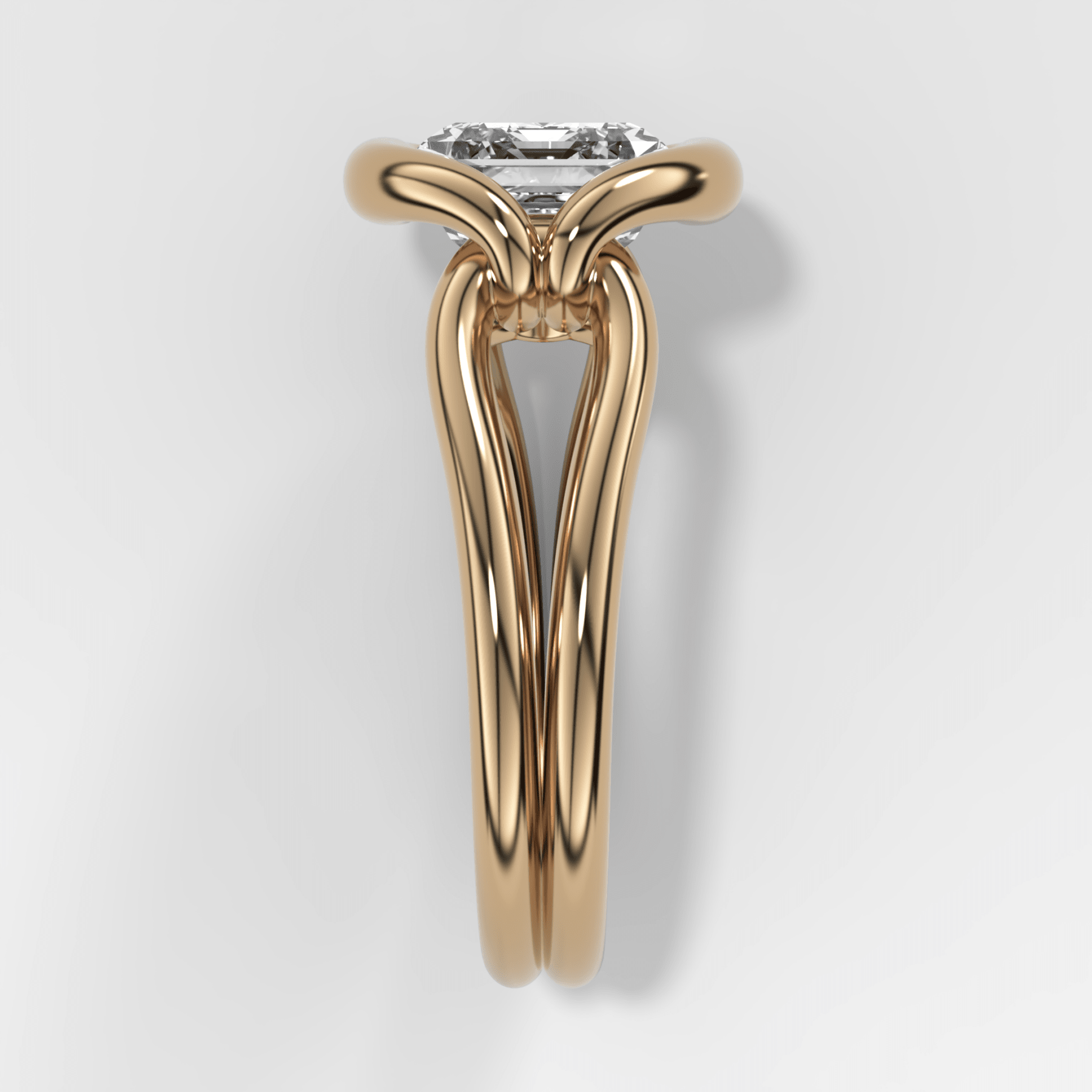 Dual Lasso Engagement Ring with East West Emerald Cut Diamond