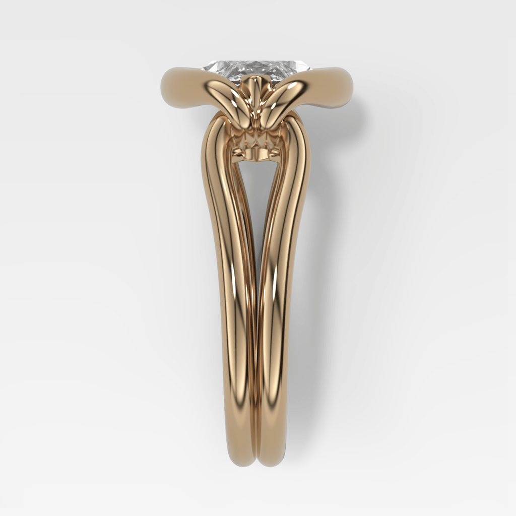 Dual Lasso Engagement Ring with East West Marquise Cut Diamond