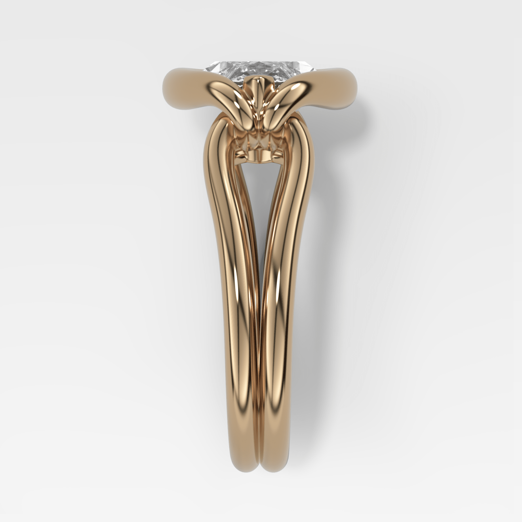 Dual Lasso Engagement Ring with East West Marquise Cut Diamond