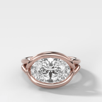 Dual Lasso Engagement Ring with East West Oval Cut Diamond