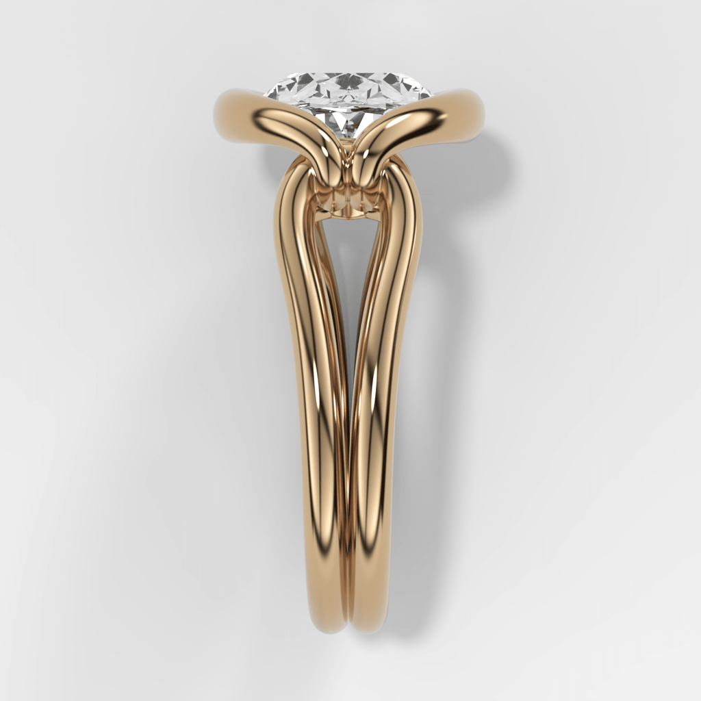 Dual Lasso Engagement Ring with East West Oval Cut Diamond