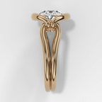 Dual Lasso Engagement Ring with East West Oval Cut Diamond