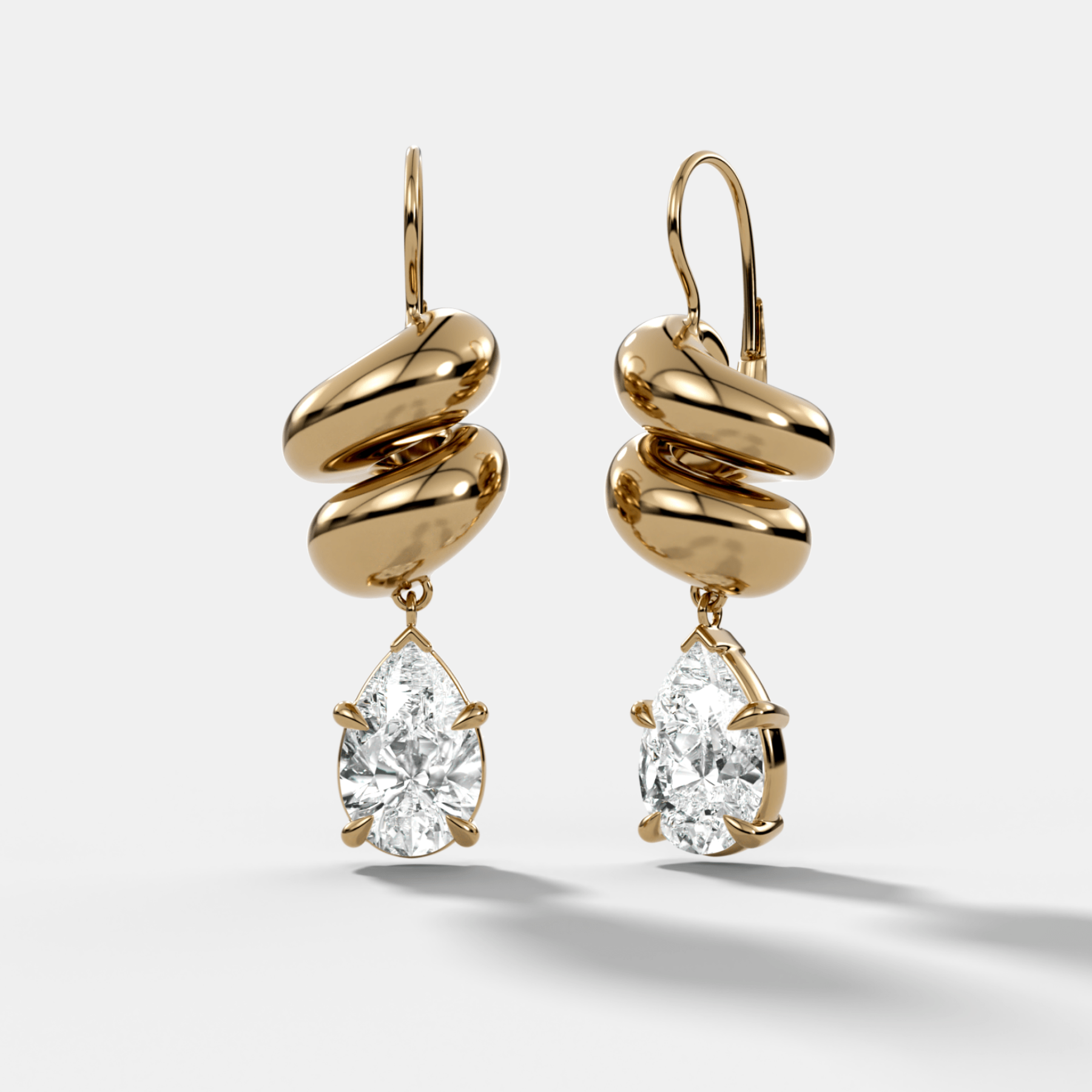 Dual Wrap Drop Earrings with Pear Cut Diamonds