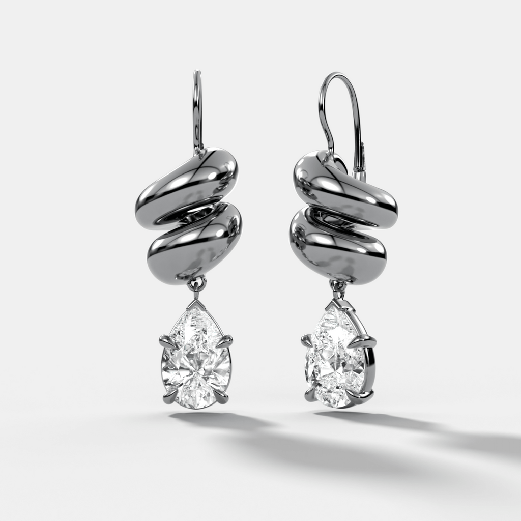 Dual Wrap Drop Earrings with Pear Cut Diamonds