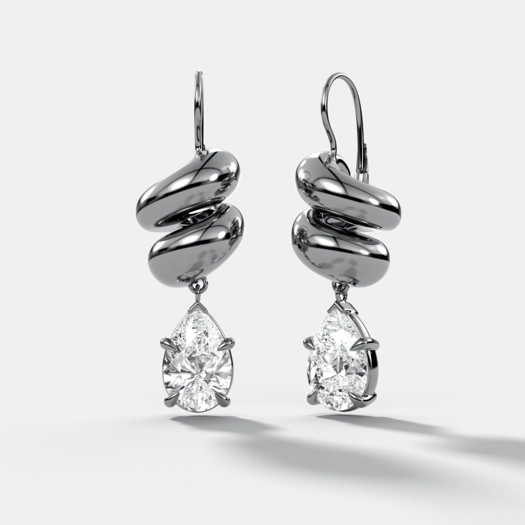Dual Wrap Drop Earrings with Pear Cut Diamonds