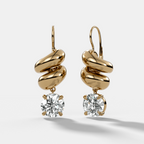Dual Wrap Drop Earrings with Round Cut Diamonds