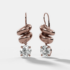 Dual Wrap Drop Earrings with Round Cut Diamonds