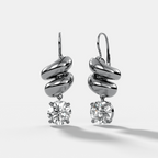 Dual Wrap Drop Earrings with Round Cut Diamonds