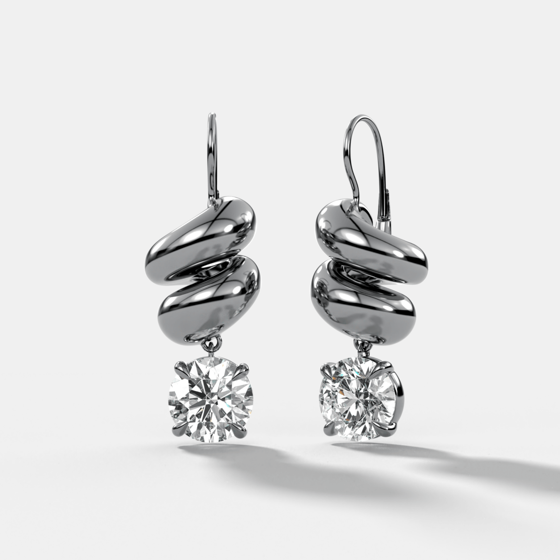 Dual Wrap Drop Earrings with Round Cut Diamonds