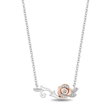 Disney Fine Jewelry 14K Rose Gold over Sterling Silver Belle Necklace