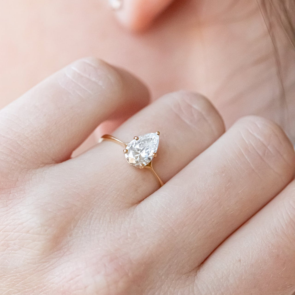1.93 CT Pear Cut Moissanite Solitaire Engagement Ring