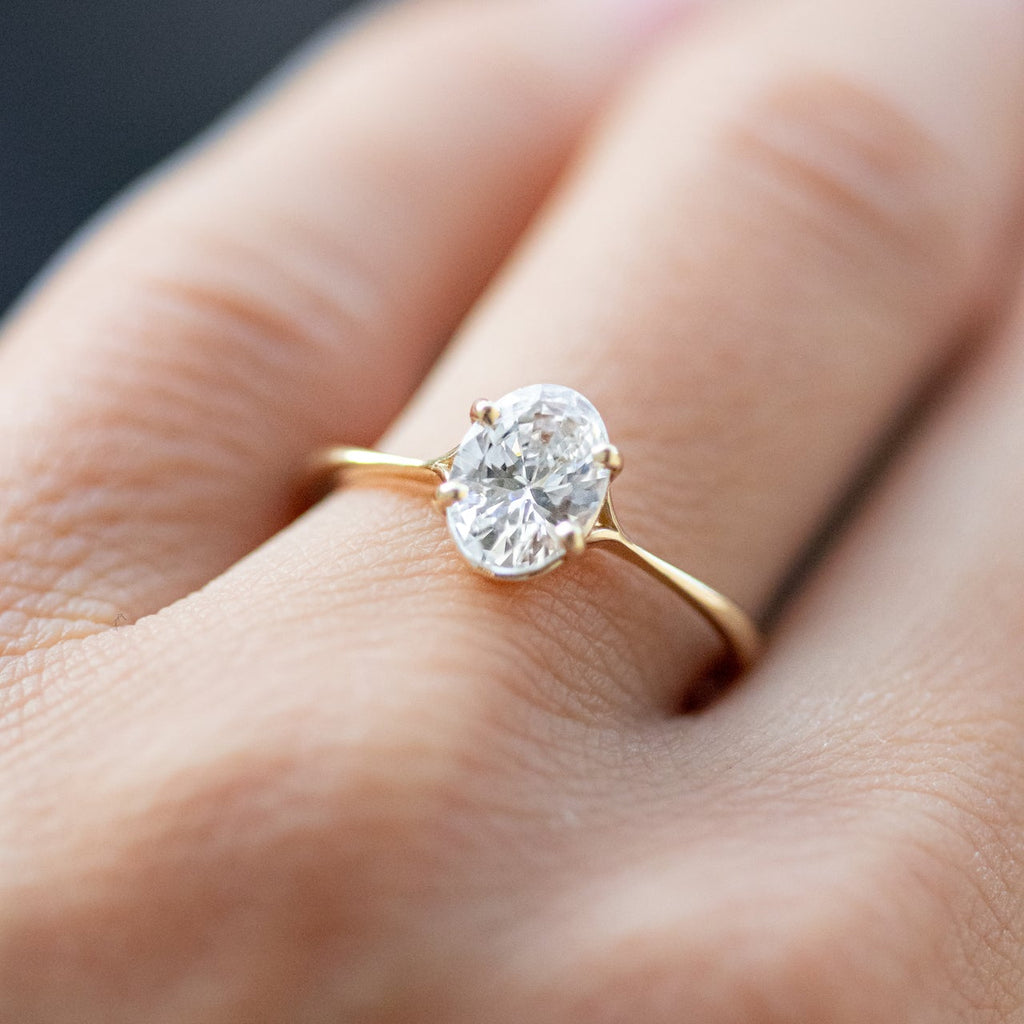 1.33 CT Oval Cut Four Prong Solitaire Moissanite Engagement Ring