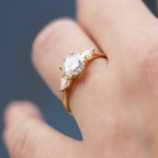 1.0 CT Round Cut Three Stone Style Moissanite Engagement Ring