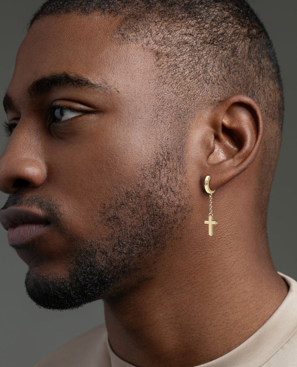 DANGLE Cross Hoop Gold Earring