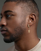 DANGLE Cross Hoop Gold Earring