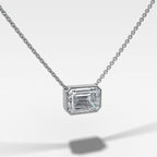 East West Bezel Pendant Necklace with Emerald Cut Diamond