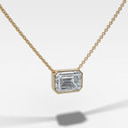 East West Bezel Pendant Necklace with Emerald Cut Diamond