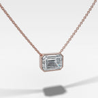 East West Bezel Pendant Necklace with Emerald Cut Diamond