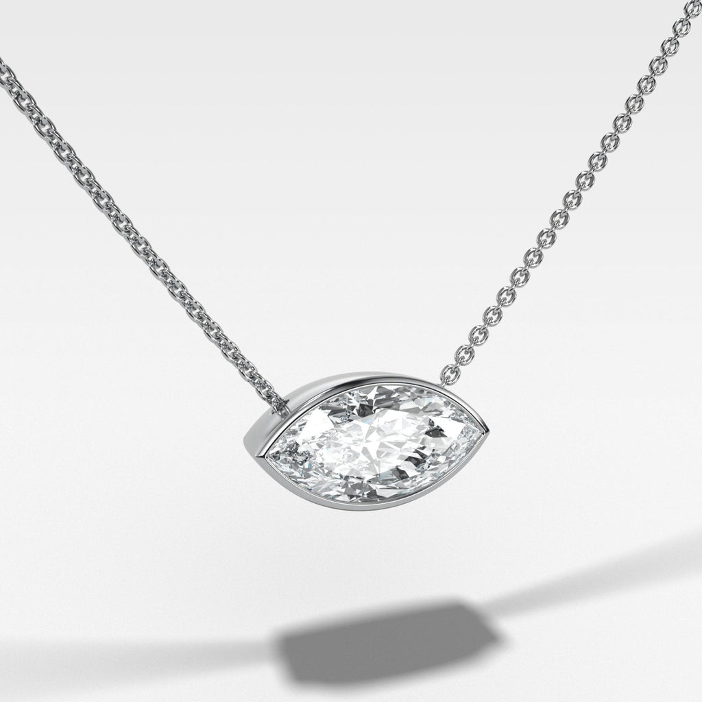 East West Bezel Pendant Necklace with Marquise Cut Diamond