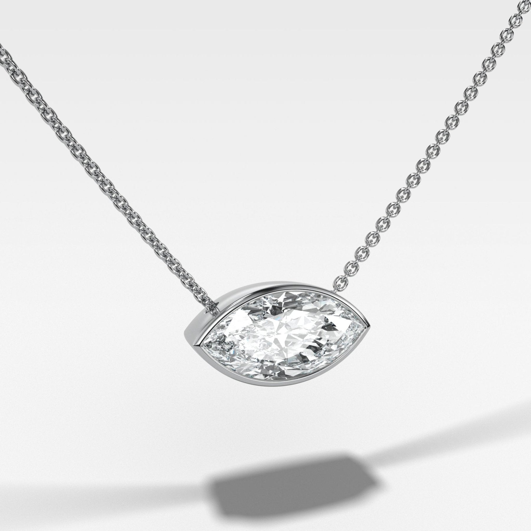 East West Bezel Pendant Necklace with Marquise Cut Diamond