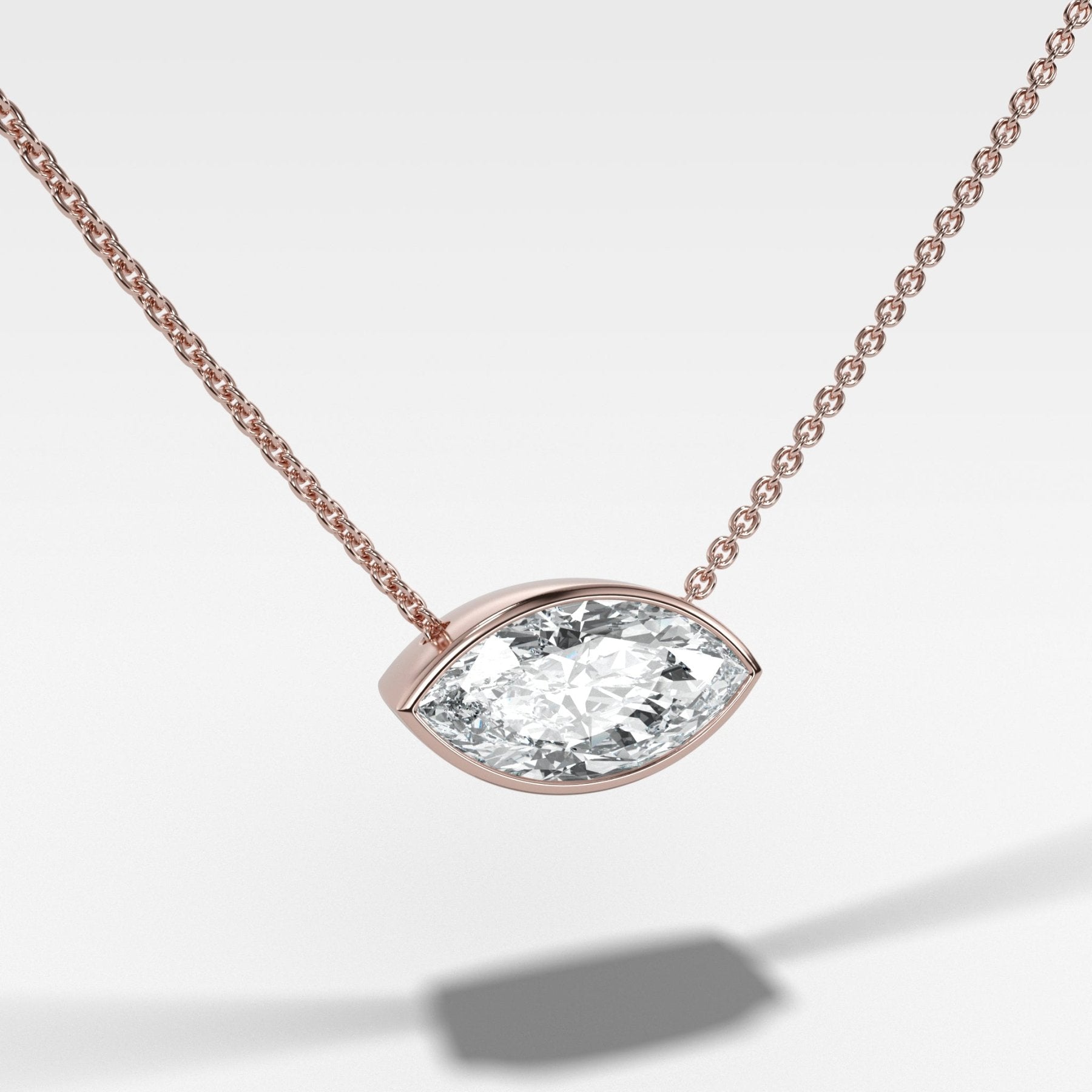 East West Bezel Pendant Necklace with Marquise Cut Diamond