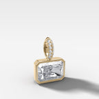East West Bezel Set Elongated Radiant Attachable Diamond Pendant with Pavé Knife Edge Bail
