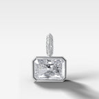 East West Bezel Set Elongated Radiant Attachable Diamond Pendant with Pavé Knife Edge Bail