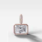 East West Bezel Set Elongated Radiant Attachable Diamond Pendant with Pavé Knife Edge Bail