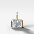 East West Bezel Set Elongated Radiant Attachable Diamond Pendant with Pavé Knife Edge Bail