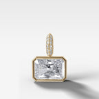 East West Bezel Set Elongated Radiant Attachable Diamond Pendant with Pavé Knife Edge Bail