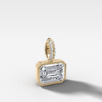 East West Bezel Set Emerald Attachable Diamond Pendant with Pavé Knife Edge Bail