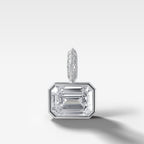 East West Bezel Set Emerald Attachable Diamond Pendant with Pavé Knife Edge Bail