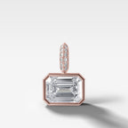 East West Bezel Set Emerald Attachable Diamond Pendant with Pavé Knife Edge Bail