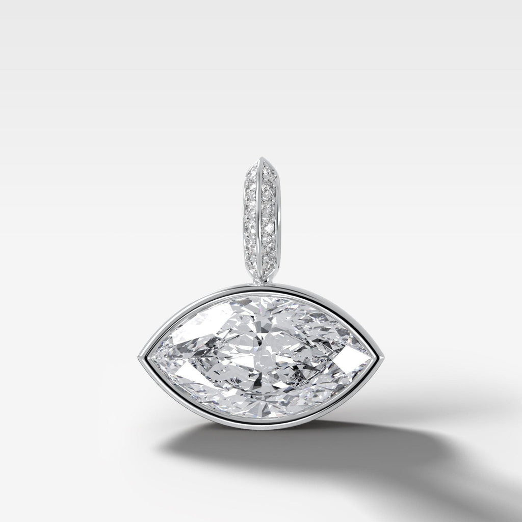 East West Bezel Set Marquise Attachable Diamond Pendant with Pavé Knife Edge Bail